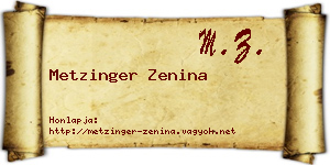 Metzinger Zenina névjegykártya